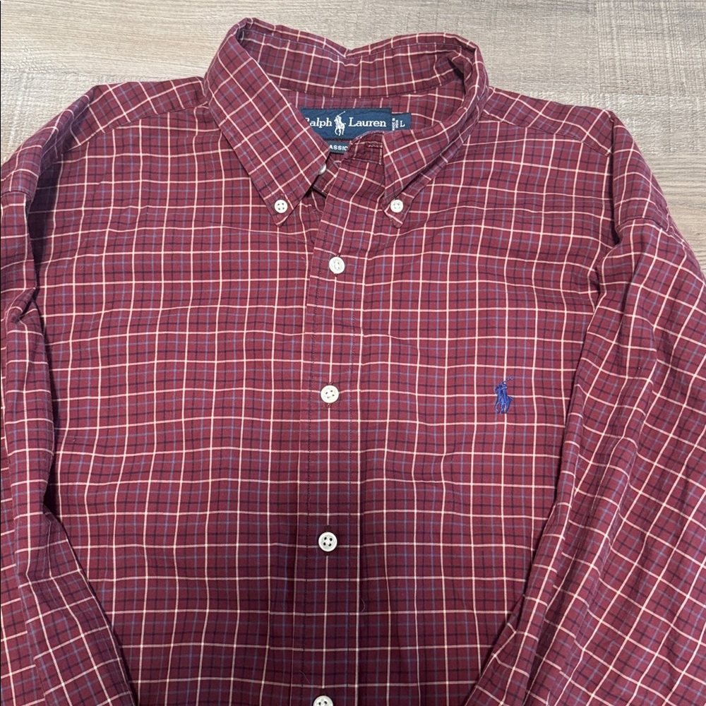 Ralph Lauren Maroon Plaid Button Down Shirt